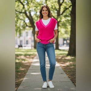 Vilagallo Pink 100% Wool V-Neck‎ Vest Size XS
